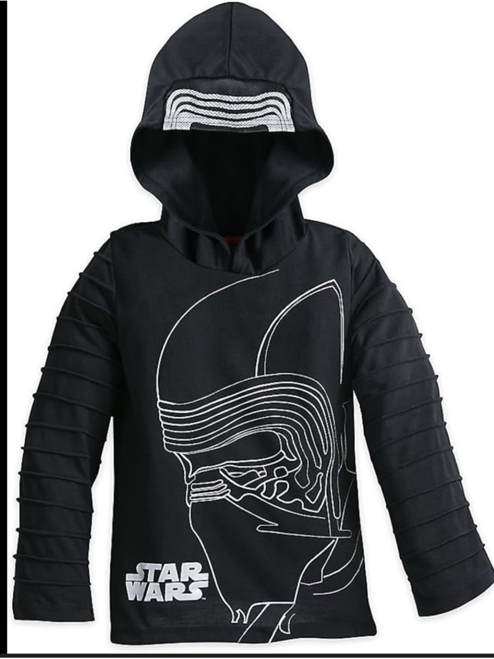 Star Wars Black Kylo Ren Hooded Costume Shirt Boys 5/6 Cape Long Sleeve